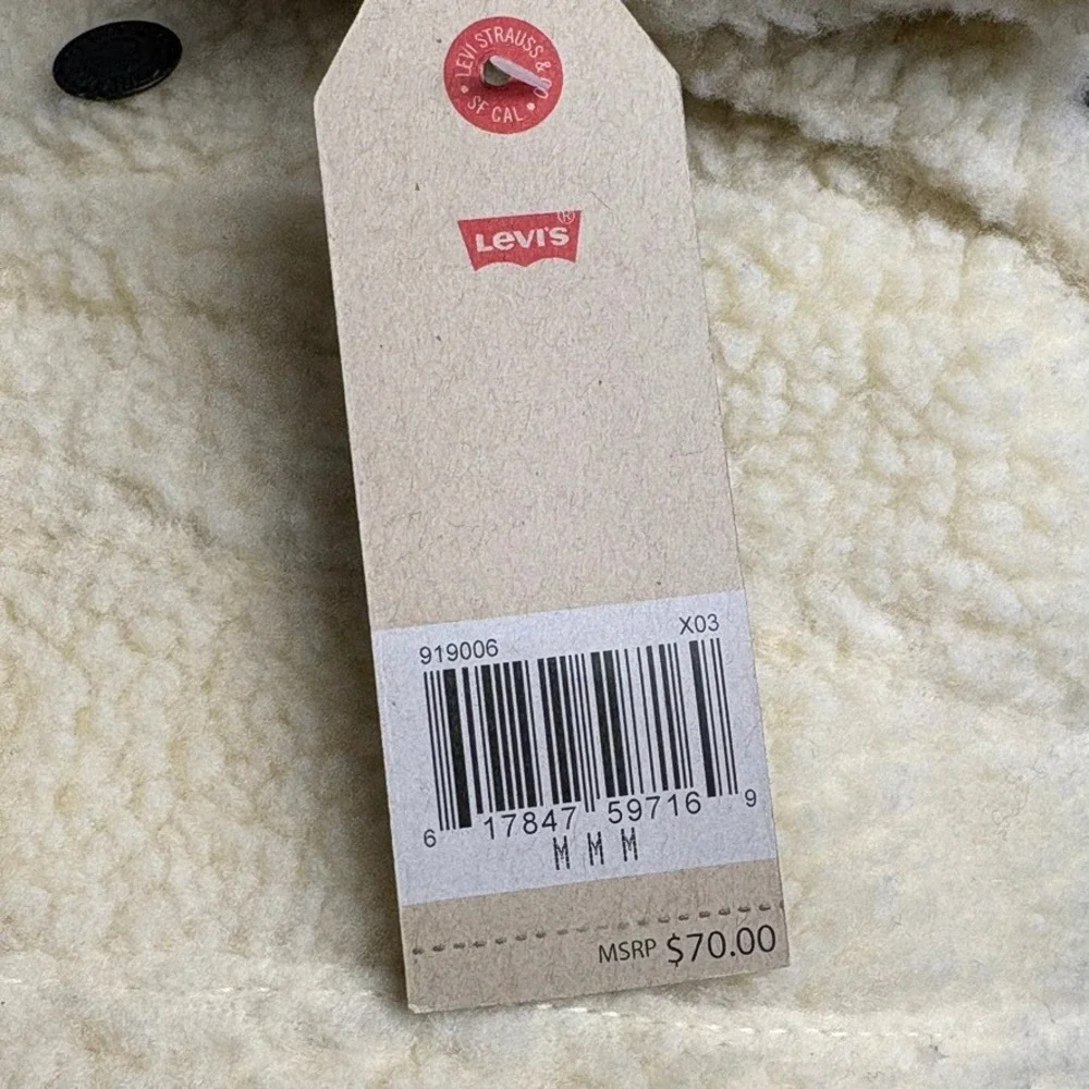 NWT Levi's Ivory Sherpa Trucker Jacket Unisex Youth Sz M‎ 10-12